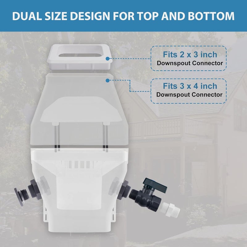 Tintsabo High-Efficiency Rainwater Diverter – Collect Up to 85% Rainwater for 2x3 & 3x4-Inch Downspouts, Easy Install, Windproof, Perfect for Garden & Home - Image 3